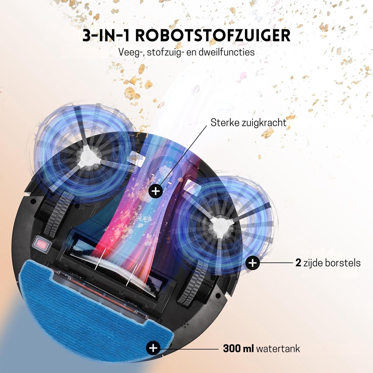 StayPowered Robotstofzuiger met Dweilfunctie Zwart 2600mAh