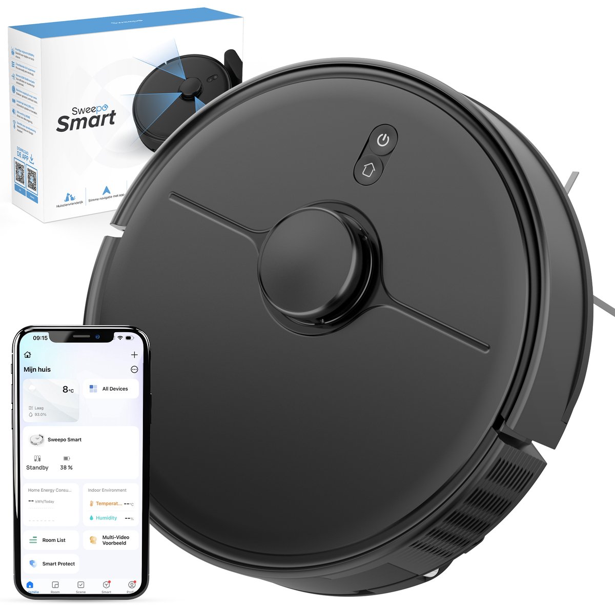 De Sweepo Smart Robotstofzuiger met Dweilfunctie en Laadstation in één oogopslag