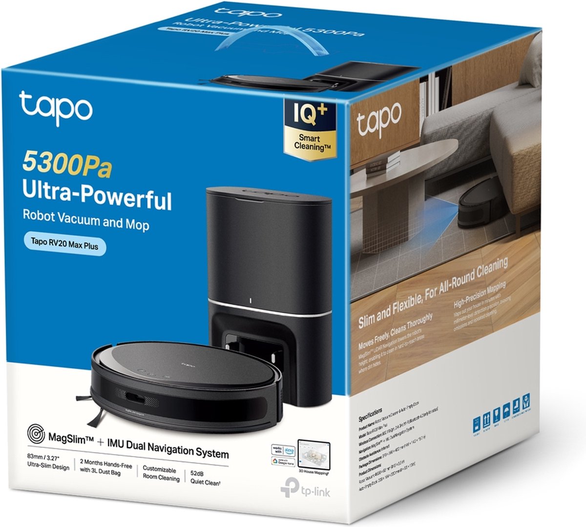 Tapo RV20 Max Plus Robotstofzuiger met Dweil en Leegstation