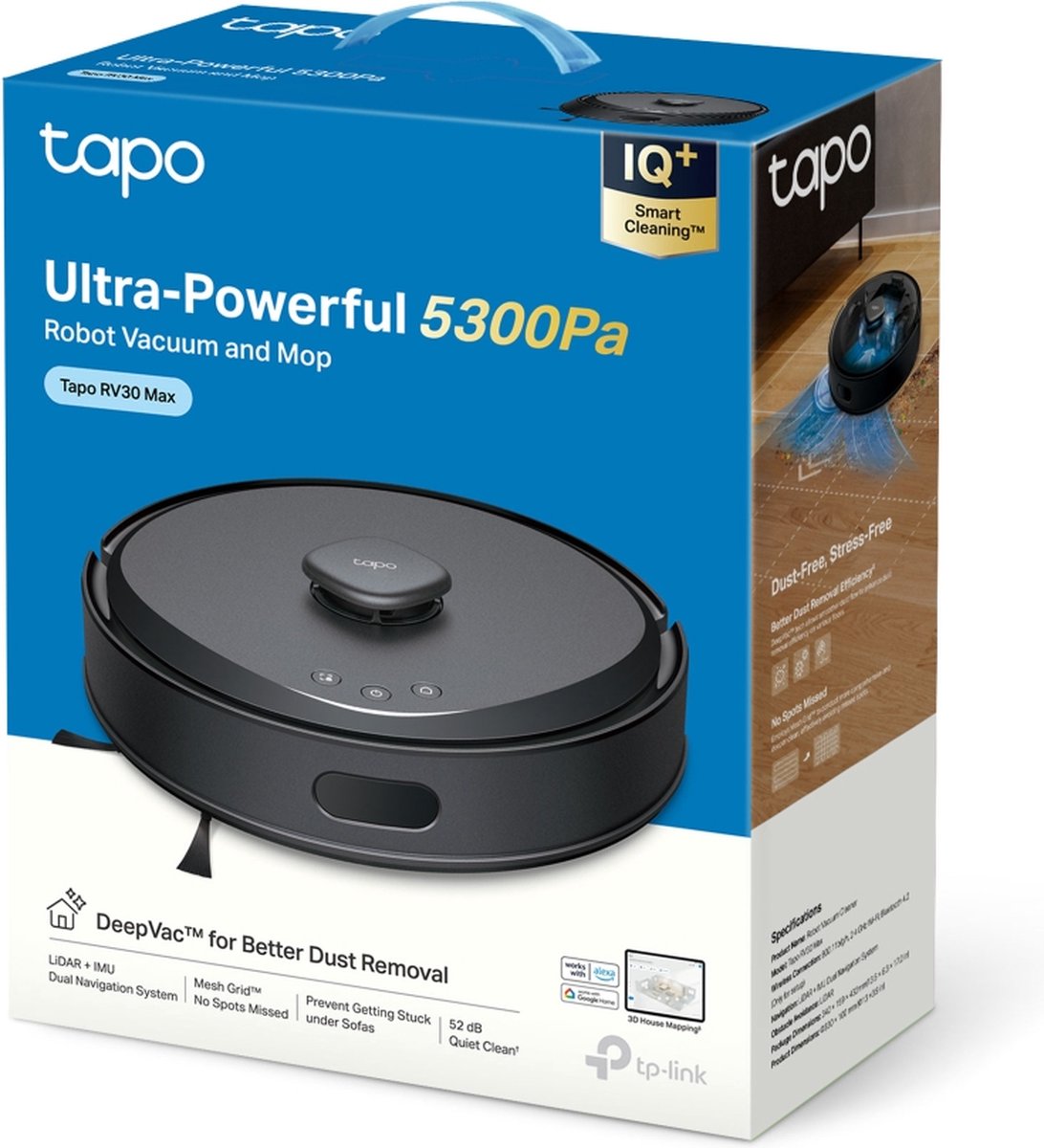 Tapo RV30 Max Robotstofzuiger Zwart