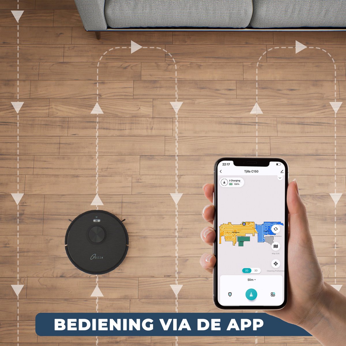 Tjilla C150 Robotstofzuiger met dweilfunctie en laadstation