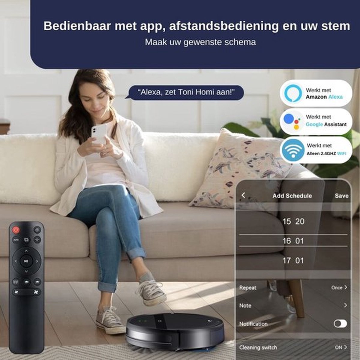 TONIHOMI G20 Robotstofzuiger Zwart