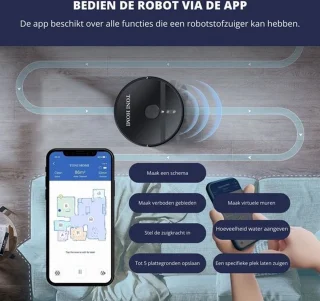 TONIHOMI® M30 Robotstofzuiger zwart