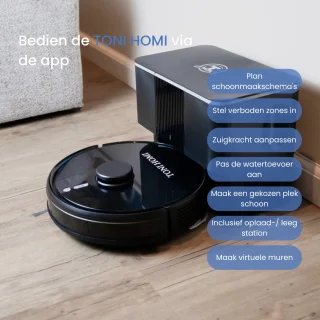 TONIHOMI® Q8 + G20 Robotstofzuiger Set Zwart