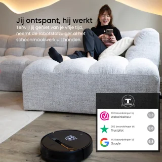 TONIHOMI® Q8 + G20 Robotstofzuiger Set Zwart