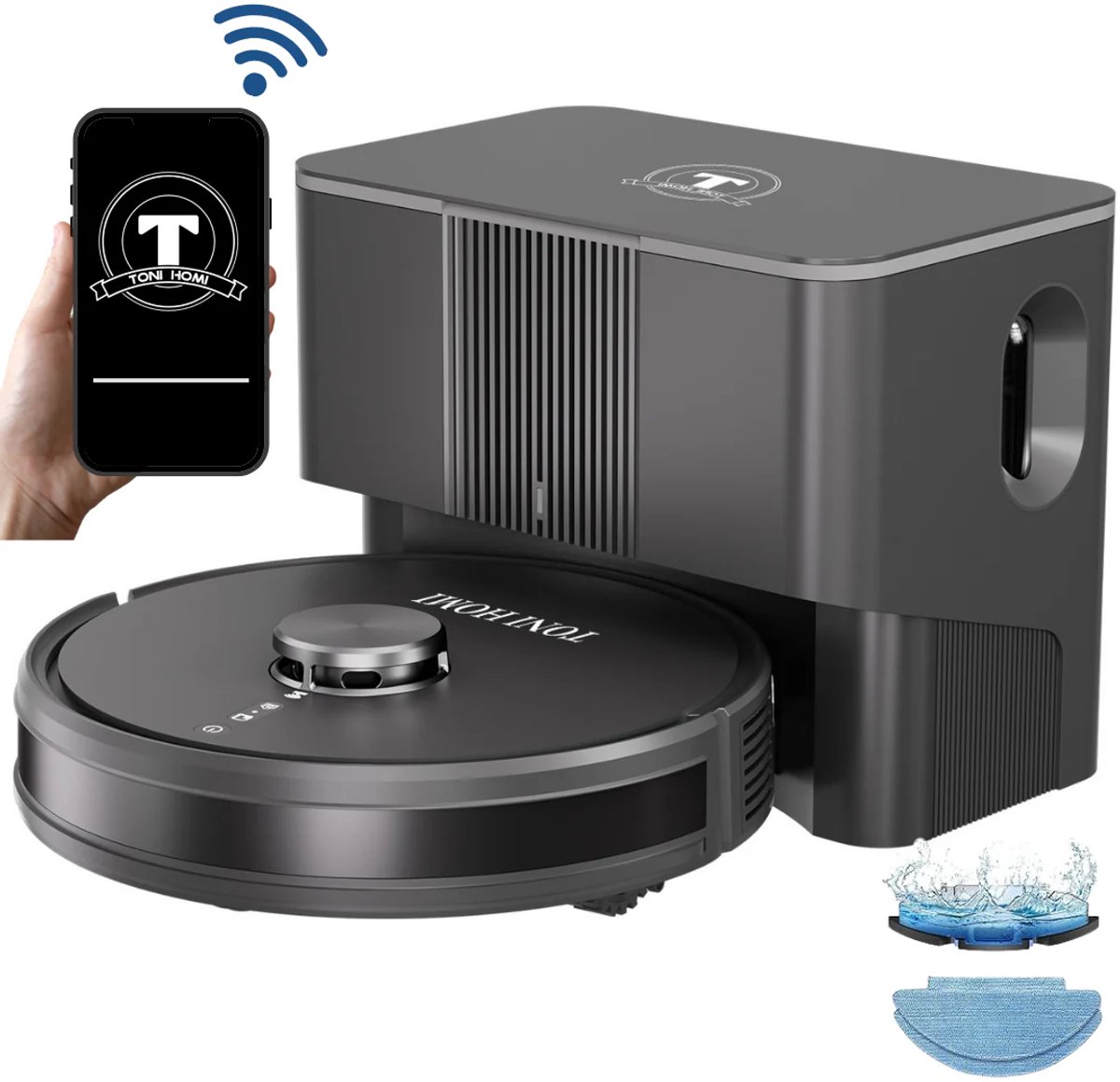 TONIHOMI Q8 Robotstofzuiger zwart