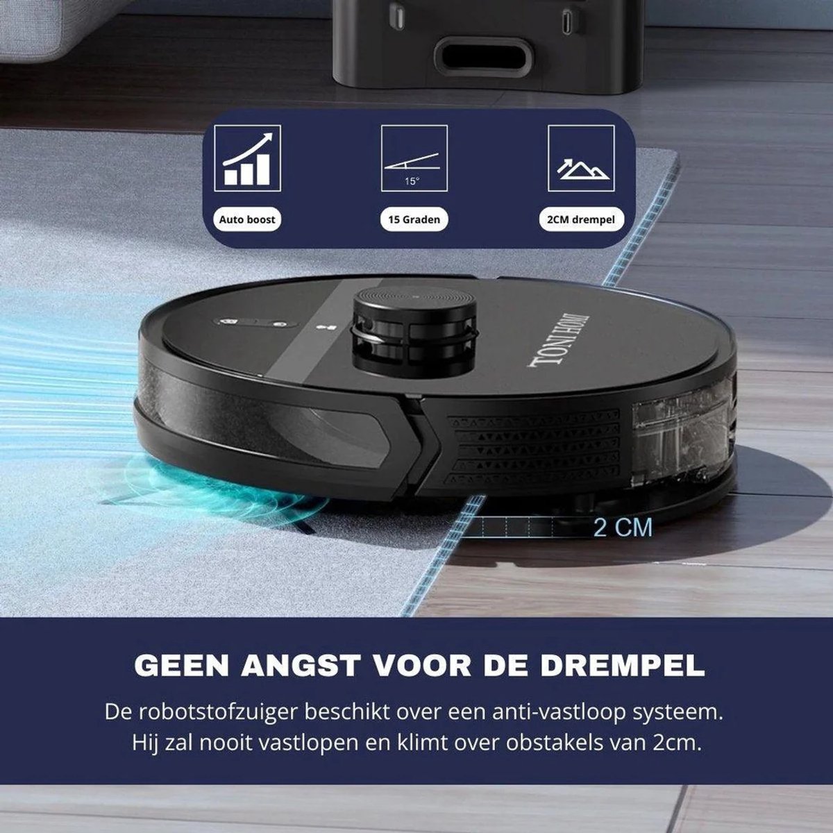 TONIHOMI Q8 Robotstofzuiger zwart