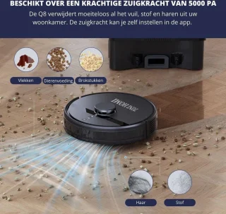 TONIHOMI Q8 Robotstofzuiger zwart