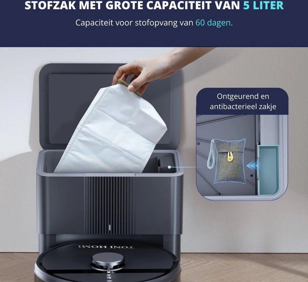 TONIHOMI Q8 Robotstofzuiger zwart