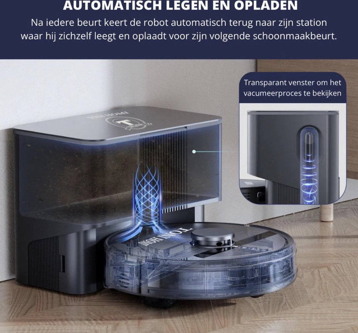 TONIHOMI Q8 Robotstofzuiger zwart