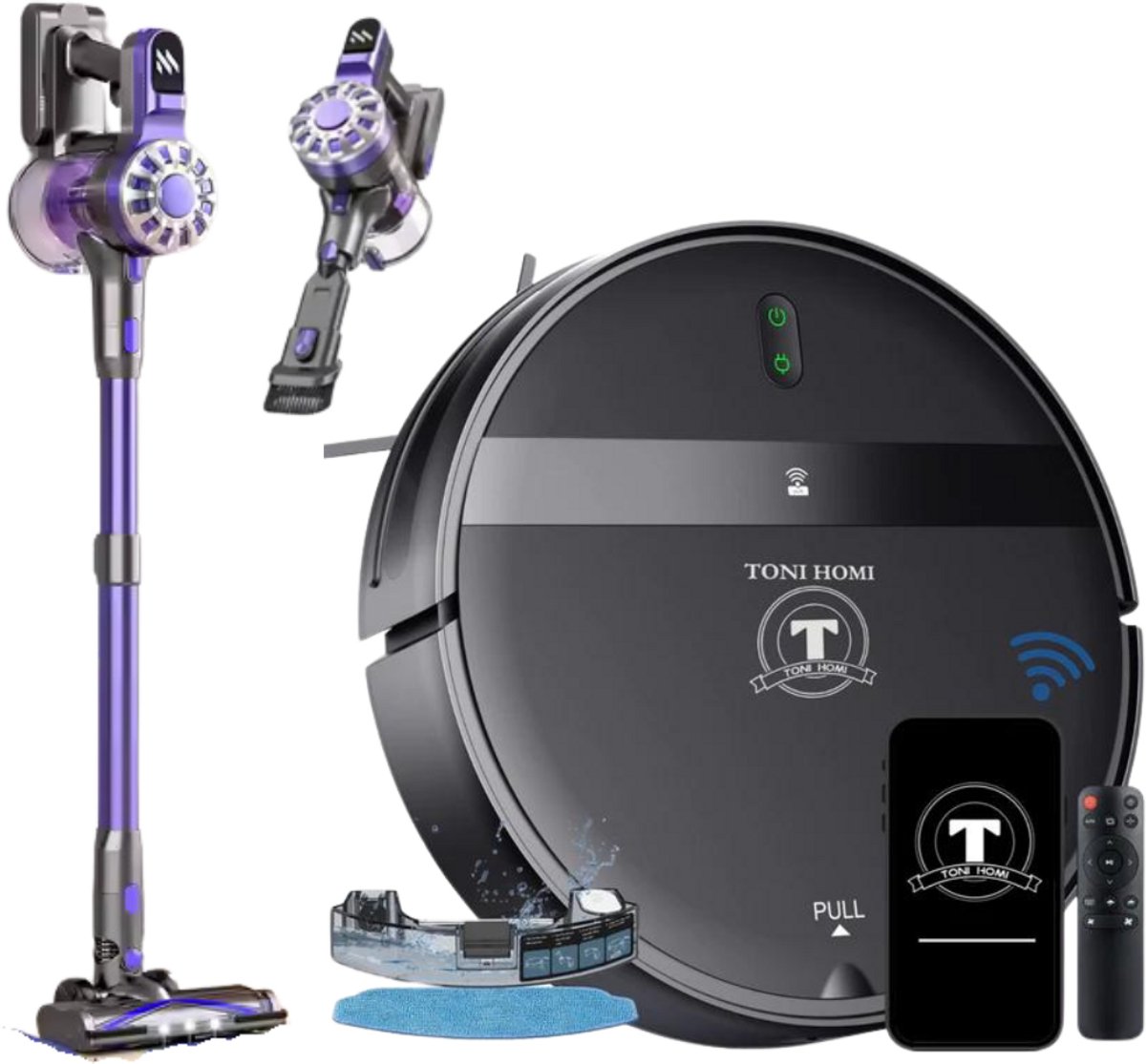 TONIHOMI Robotstofzuiger en steelstofzuiger combi