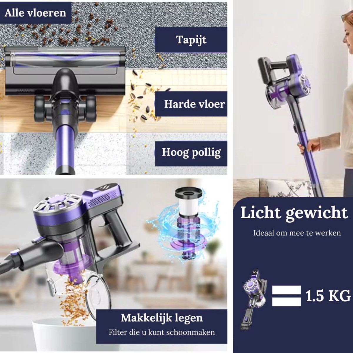 TONIHOMI Robotstofzuiger en Steelstofzuiger Combi