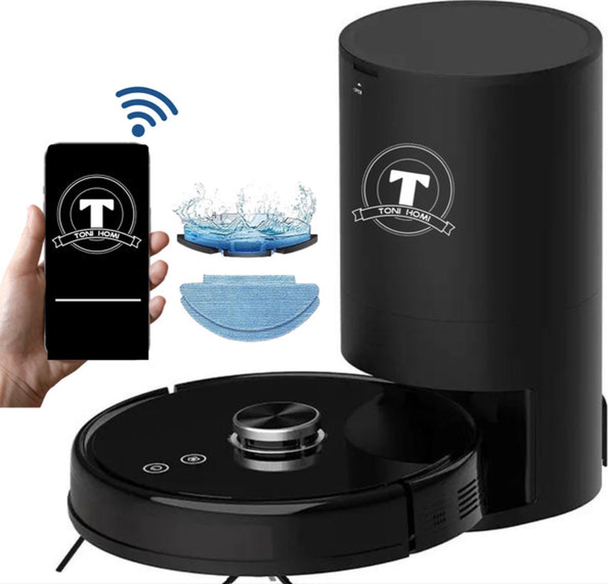 TONIHOMI V8pro Robotstofzuiger met Dweilfunctie Zwart