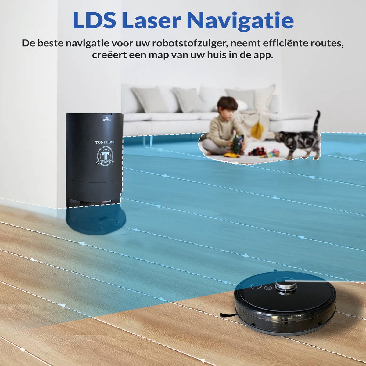 TONIHOMI V8pro Robotstofzuiger met Dweilfunctie Zwart