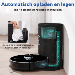 TONIHOMI V8pro Robotstofzuiger met Dweilfunctie Zwart