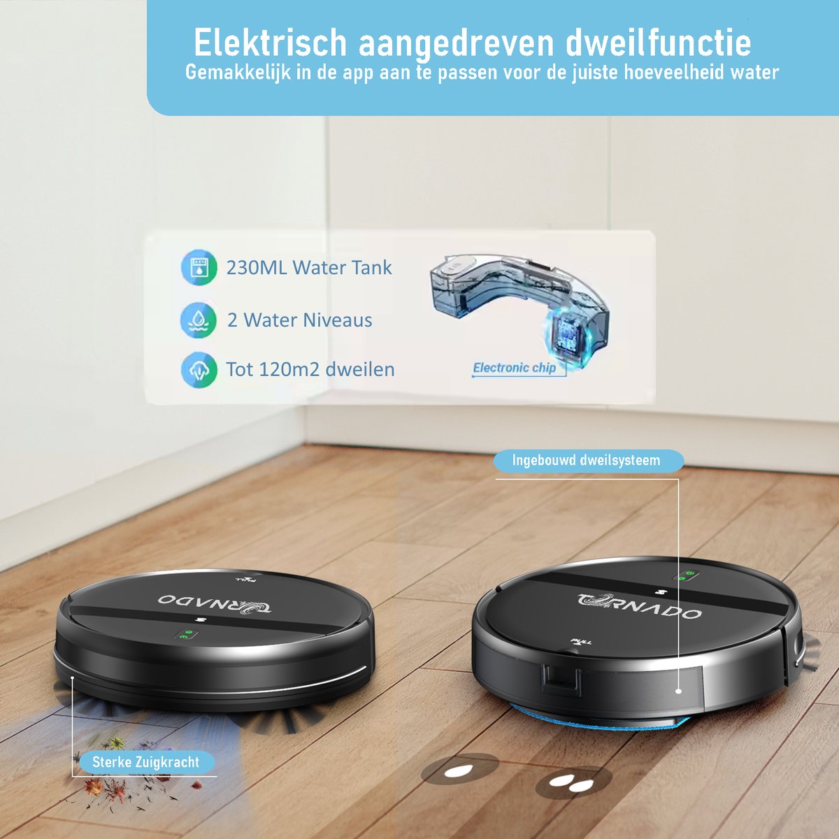 Tornado G20 Robotstofzuiger met Dweilfunctie Zwart