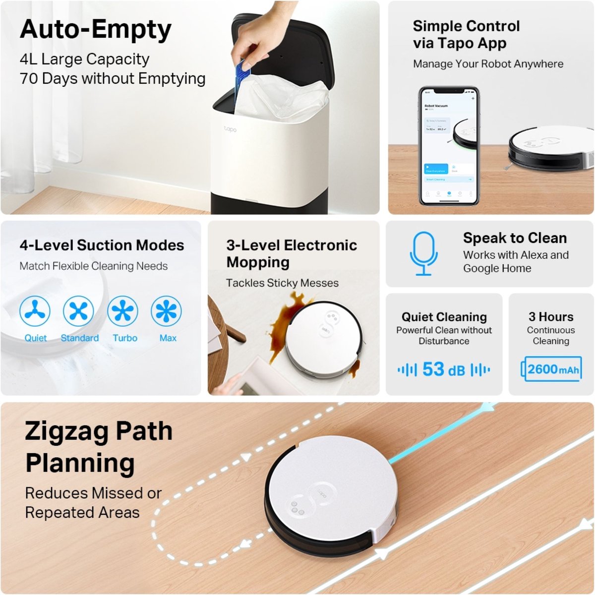TP-Link Tapo RV10 Plus Robotstofzuiger met Dweil en Leegstation
