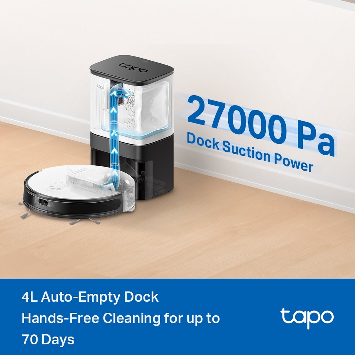 TP-Link Tapo RV20 Mop Plus Robotstofzuiger met Dweil en Automatisch Leegstation
