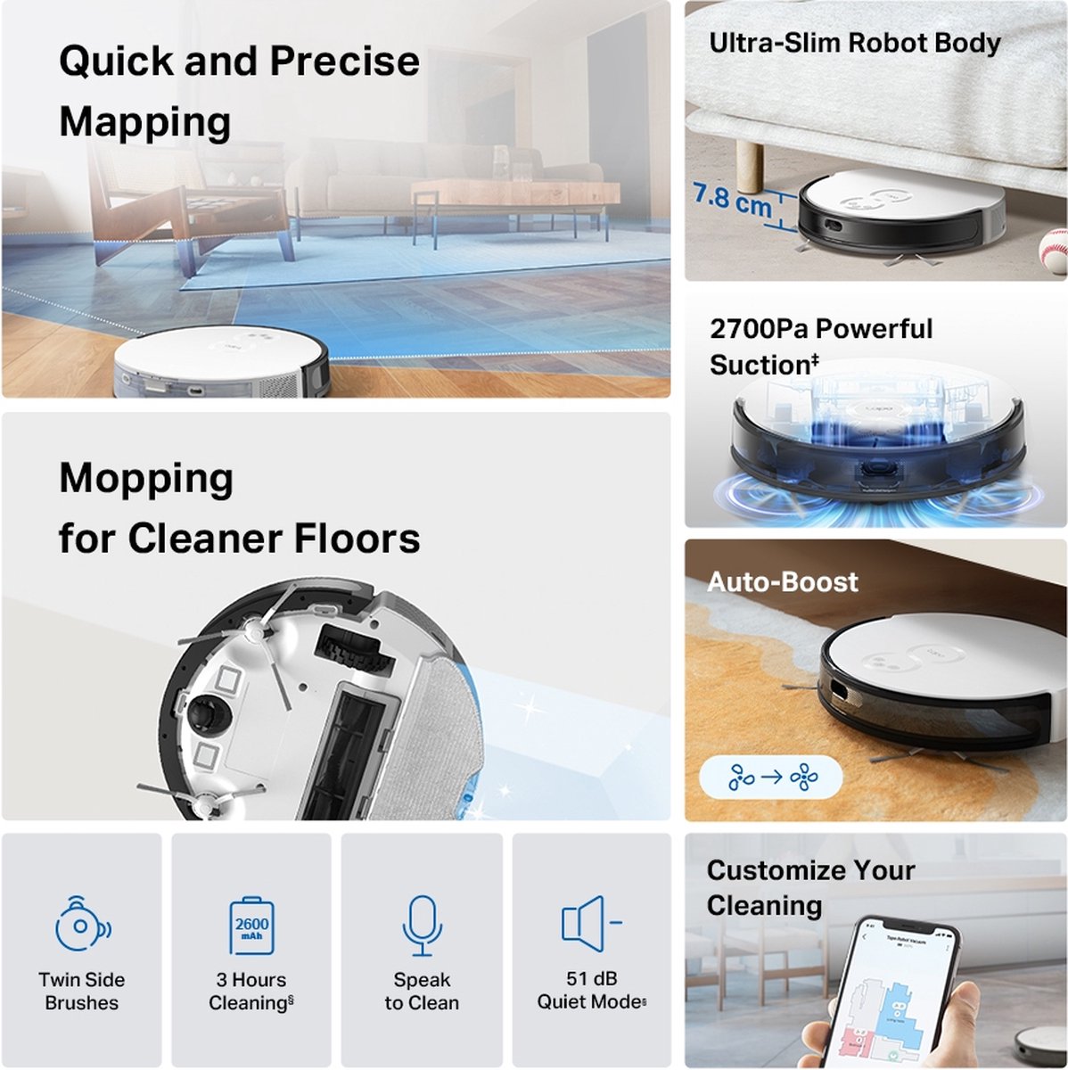 TP-Link Tapo RV20 Robotstofzuiger met dweilfunctie