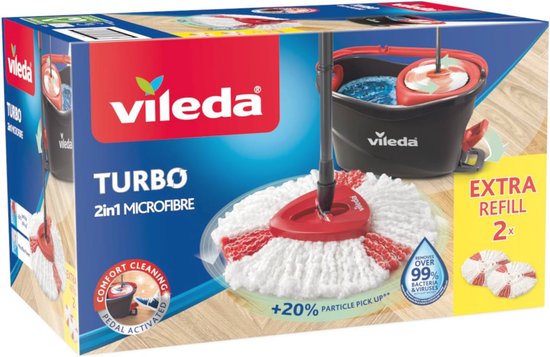 Turbo Mop Telescopische Steel met Pedaalemmer