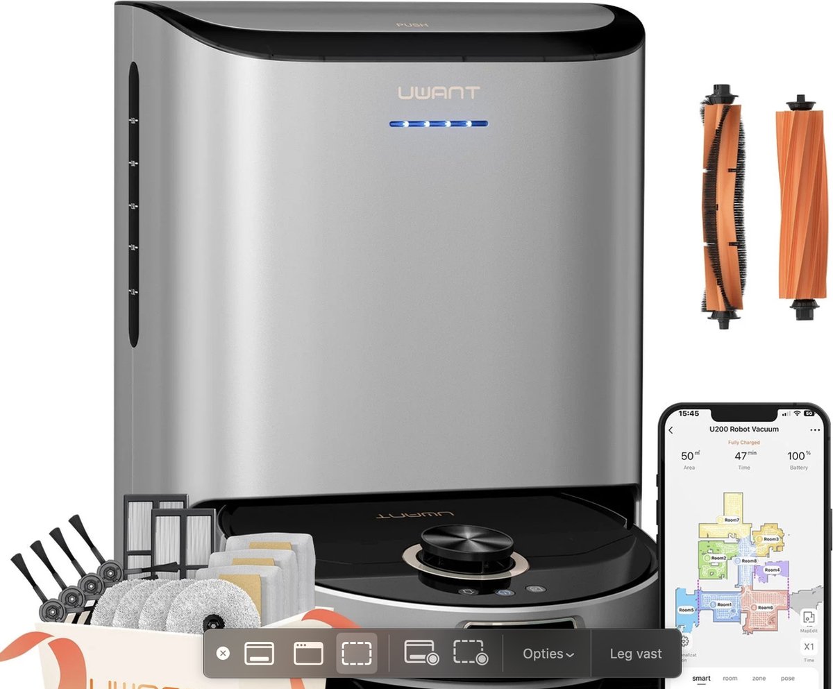 UWANT U200 Pro Robotstofzuiger Antraciet Grijs