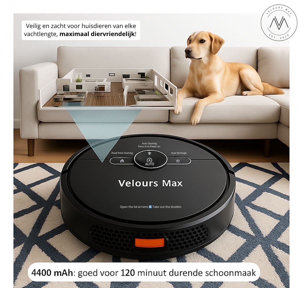 Velours Max Robotstofzuiger met Dweilfunctie