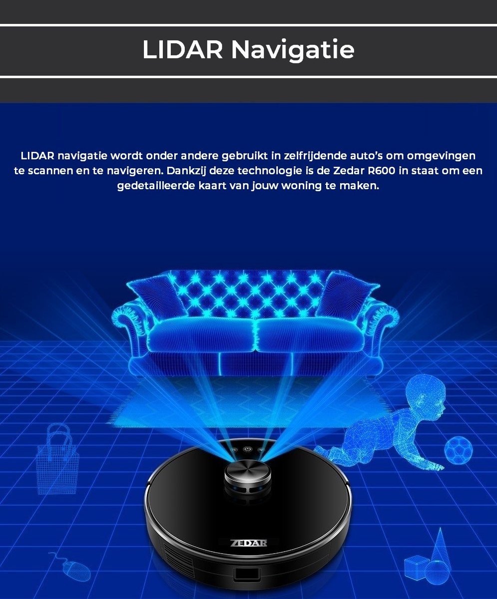 Zedar R600+ Lidar Robotstofzuiger met Automatisch Leegstation