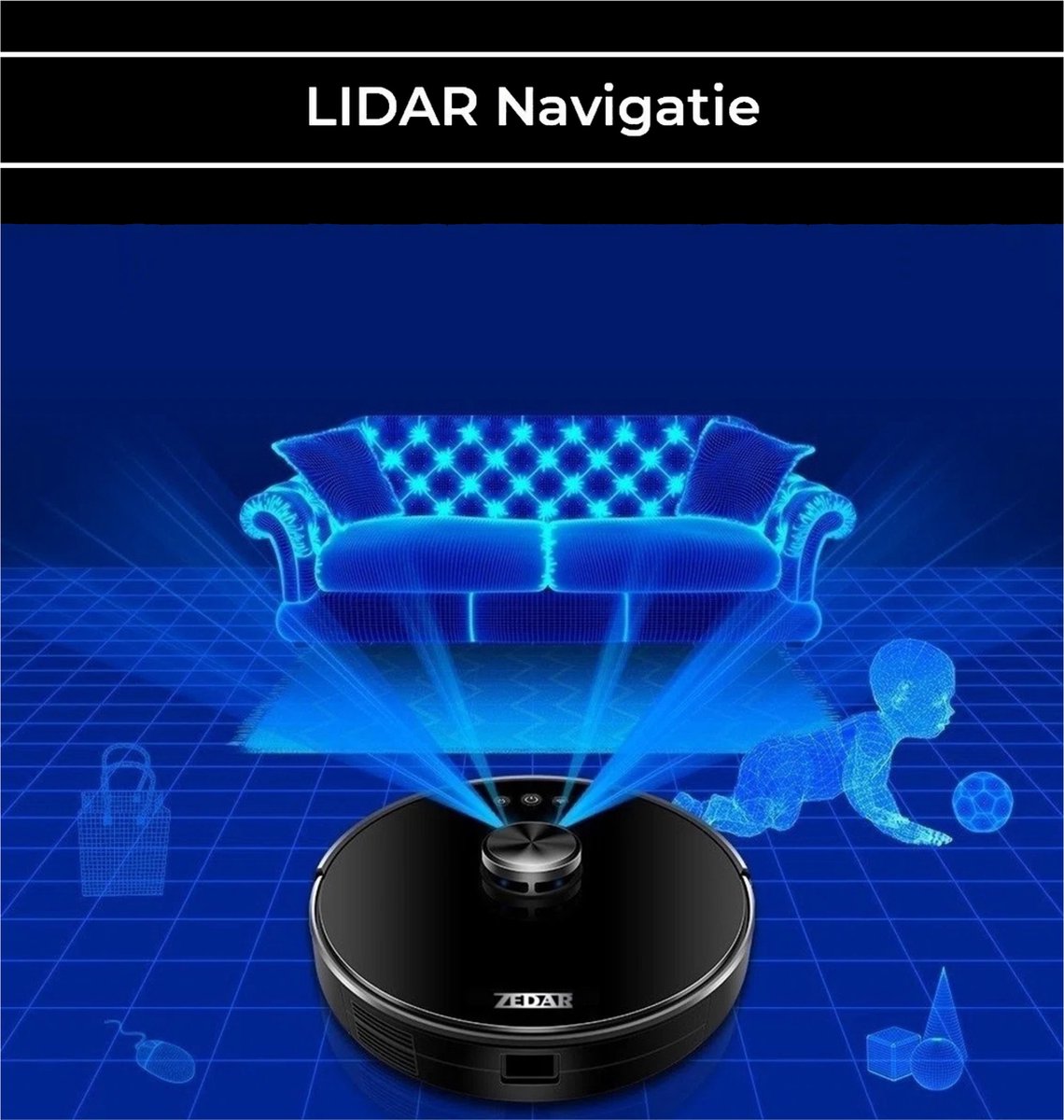 Zedar R600 Lidar Robotstofzuiger Met Laadstation