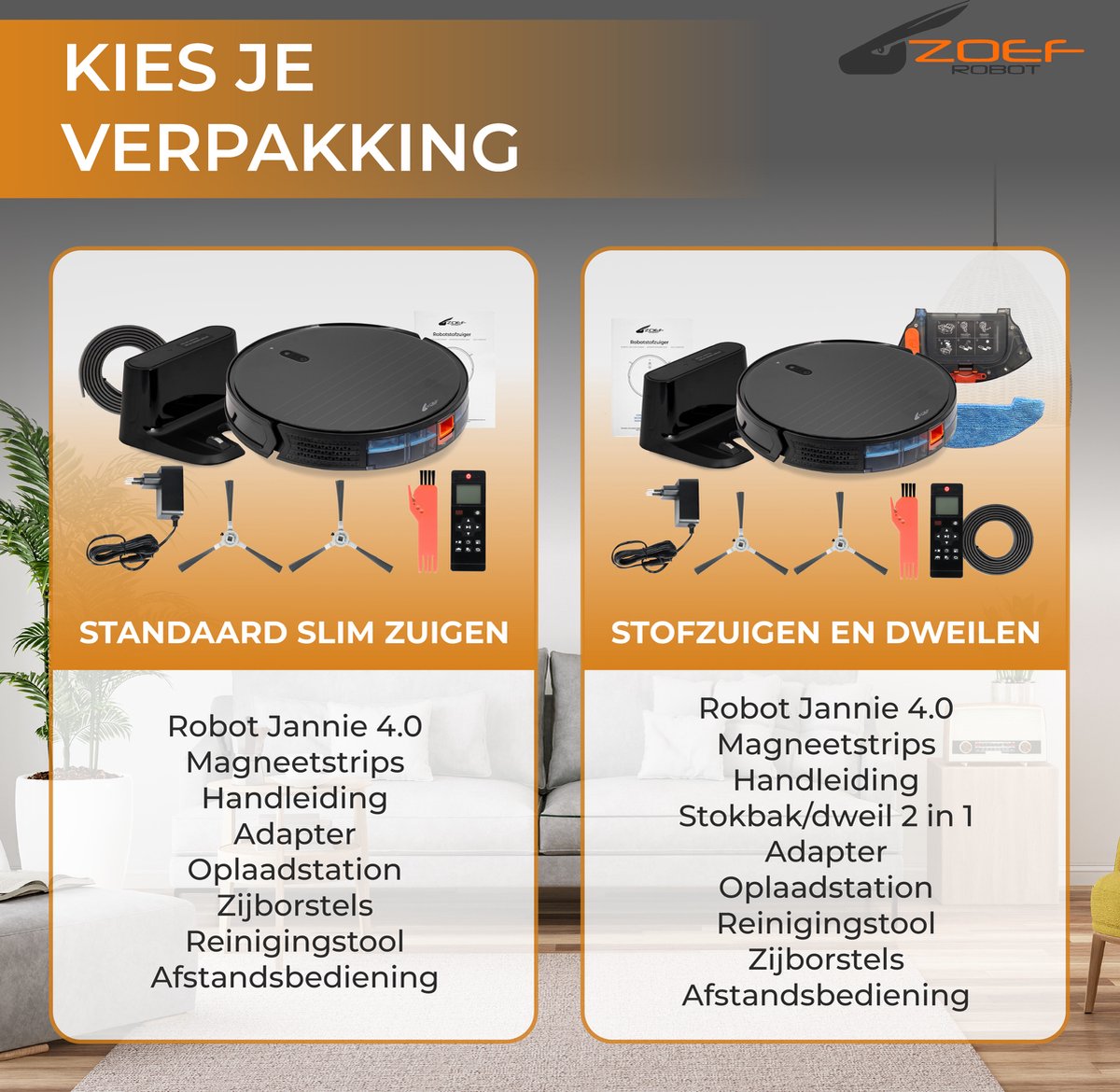 Zoef Robot Jannie 4.0 Robotstofzuiger met Laadstation