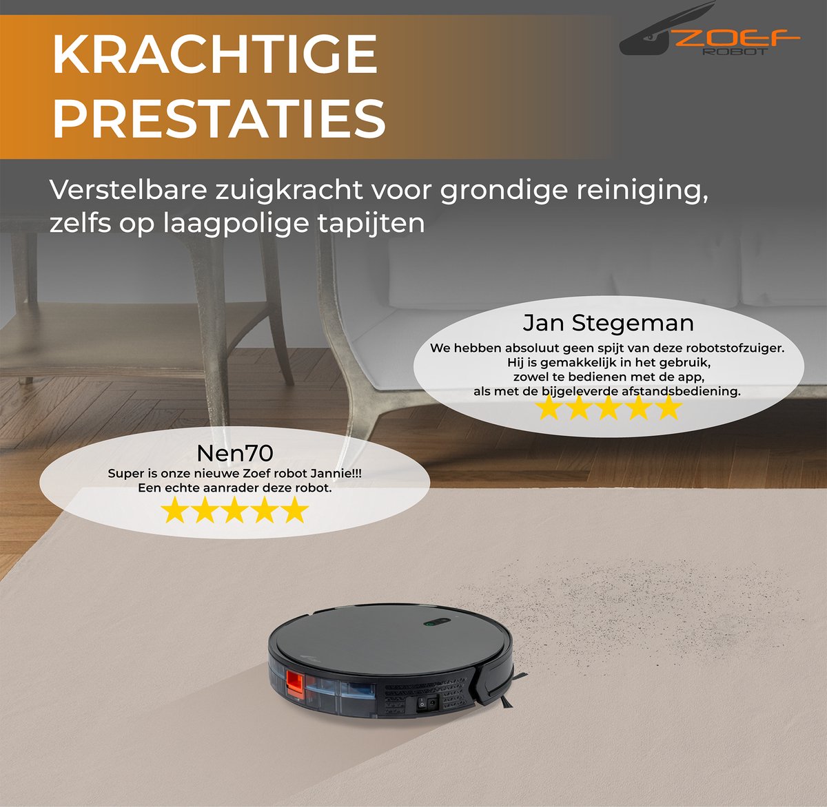 Zoef Robot Jannie 4.0 Robotstofzuiger met Laadstation