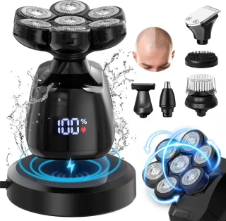 Elektrisch Scheerapparaat Mannen - 5-in-1 Grooming Kit - Baardtrimmer - Hoofdscheerapparaat - Neustrimmer - Waterdicht - Nat & Droog Scheren - LED Display - USB Type-C Oplaadbaar - Zwart - Scheermachine