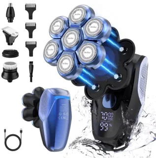 Elektrisch Scheerapparaat Mannen - 5-in-1 Grooming Kit - Baardtrimmer - Hoofdscheerapparaat - Neustrimmer - Waterdicht - Nat & Droog Scheren - LED Display - USB Type-C Oplaadbaar - Zwart - Scheermachine