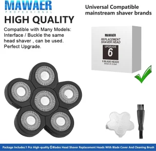 6 Blades Hoofd Scheerapparaat Vervanging - Upgrade Voor Elektrische Scheerapparaten