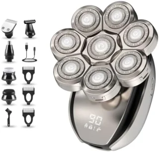 Elektrisch scheerapparaat voor heren - 6-in-1 multifunctionele tondeuse - IPX6 waterdicht - USB oplaadbaar - Nat en droog scheren - Inclusief neustrimmer en accessoires