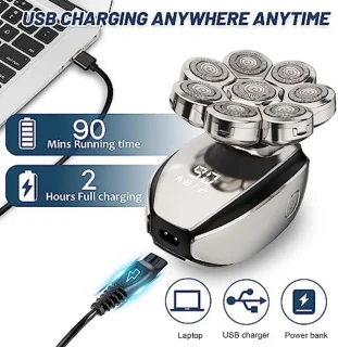 Elektrisch scheerapparaat voor heren - 6-in-1 multifunctionele tondeuse - IPX6 waterdicht - USB oplaadbaar - Nat en droog scheren - Inclusief neustrimmer en accessoires