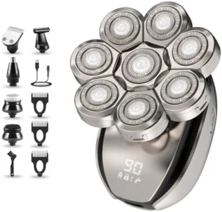 Elektrisch scheerapparaat voor heren - 6-in-1 multifunctionele tondeuse - IPX6 waterdicht - USB oplaadbaar - Nat en droog scheren - Inclusief neustrimmer en accessoires