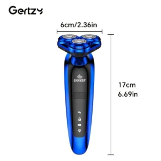 3koppen Gertzy Scheerapparaat - Usb Oplaadbare 4d Body Shaver + Baardtrimmer - Voor een complete en perfecte Lichaamshaar verzorging - Unisex - Kleur: Blauw