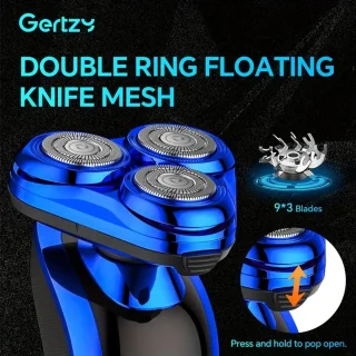 3koppen Gertzy Scheerapparaat - Usb Oplaadbare 4d Body Shaver + Baardtrimmer - Voor een complete en perfecte Lichaamshaar verzorging - Unisex - Kleur: Blauw