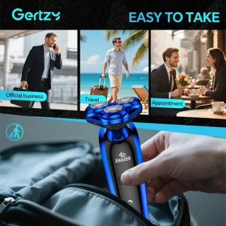 3koppen Gertzy Scheerapparaat - Usb Oplaadbare 4d Body Shaver + Baardtrimmer - Voor een complete en perfecte Lichaamshaar verzorging - Unisex - Kleur: Blauw