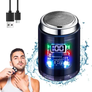 Mini elektrisch scheerapparaat Geschikt voor heren, USB-oplaadbaar elektrisch scheerapparaat met digitaal display, waterdicht, Geschikt voor thuis en op reis