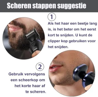 Scheerapparaat - Elektrisch 5-in-1 Scheerapparaat voor Mannen - Roterend Nat en Droog Scheren met Pop-up Baardtrimmer, Gezichtsschoner, Neustrimmer, 99 Minuten Looptijd, LED Display, IPX7 Waterdicht, USB Opladen, Reisslot