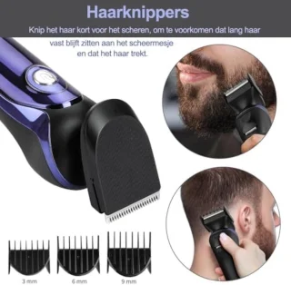 Scheerapparaat - Elektrisch 5-in-1 Scheerapparaat voor Mannen - Roterend Nat en Droog Scheren met Pop-up Baardtrimmer, Gezichtsschoner, Neustrimmer, 99 Minuten Looptijd, LED Display, IPX7 Waterdicht, USB Opladen, Reisslot