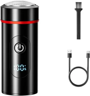 Draagbare mini-elektrische scheermachine Geschikt voor heren, IPX7 waterdicht, klein, draagbaar elektrisch scheerapparaat met dubbele ring, thuis, auto, reizen, kantoor