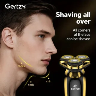 3koppen Gertzy Scheerapparaat - Usb Oplaadbare 4d Body Shaver + Baardtrimmer - Voor een complete en perfecte Lichaamshaar verzorging - Unisex - Kleur: Goud