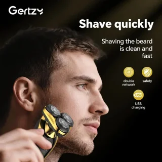 3koppen Gertzy Scheerapparaat - Usb Oplaadbare 4d Body Shaver + Baardtrimmer - Voor een complete en perfecte Lichaamshaar verzorging - Unisex - Kleur: Goud