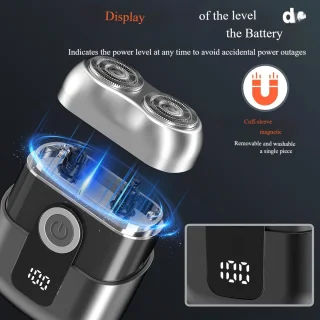Scheerapparaat - Elektrisch scheerapparaat - Mini elektrisch scheerapparaat - Draaibaar 2-kops mes - Met led-display - Wasbaar - Waterdicht - Stil - Draagbaar - Geschikt voor gezicht - armen - benen en oksels