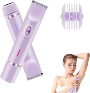 Compacte, oplaadbare bikinilijntrimmer met dubbele kop — precies en zacht voor gevoelige zones