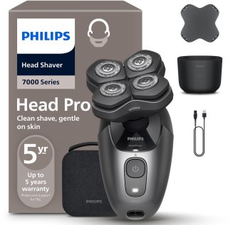 De Philips Series 7000 Headshaver - Scheerapparaat mannen hoofd - Wet&Dry - Flexibele scheerkop - Opbergetui - Reinigingsstation- HS7980/15 in één oogopslag