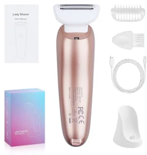 3-in-1 Elektrisch Scheerapparaat voor Dames - Scheerapparaat voor Gezicht, Wenkbrauw, Neus, Benen, Onderarm, Bikini en Oksel met LED-lamp