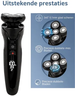 Elektrisch Scheerapparaat Mannen - Elektrisch Tondeuse voor Mannen – Tondeuse Hoofdhaar - Scheerapparaat - Baard - Scheren - Nat en Droog Shaver - Baardtrimmer - Zwart